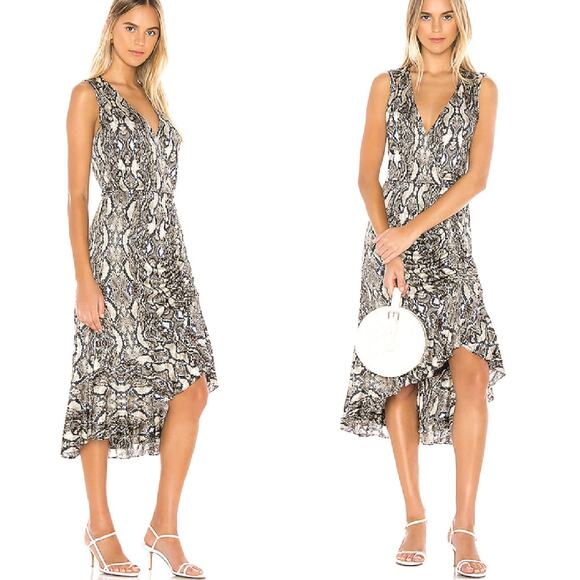 Parker Briony Snakeskin-Print Midi Dress Size Medium - Picture 1 of 14